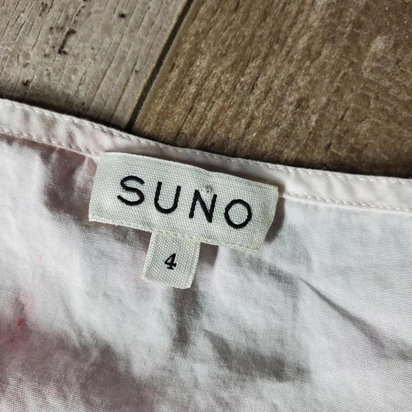 SUNO Pink and White Tie-Dye Watercolor Lace Embroidery Cold Shoulder Top NWOT - Picture 2 of 12